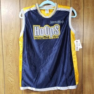 NEW Youth Reversible Basketball Hoops Jersey LG 14-16 Blue Gold Yellow Silver
